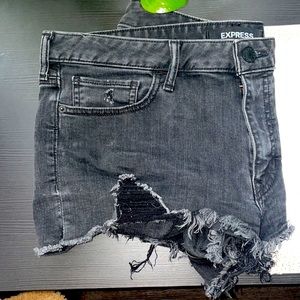 Black distress shorts